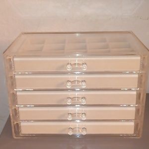 New Acrylic Jewelry Box with 5 Velvet Drawers